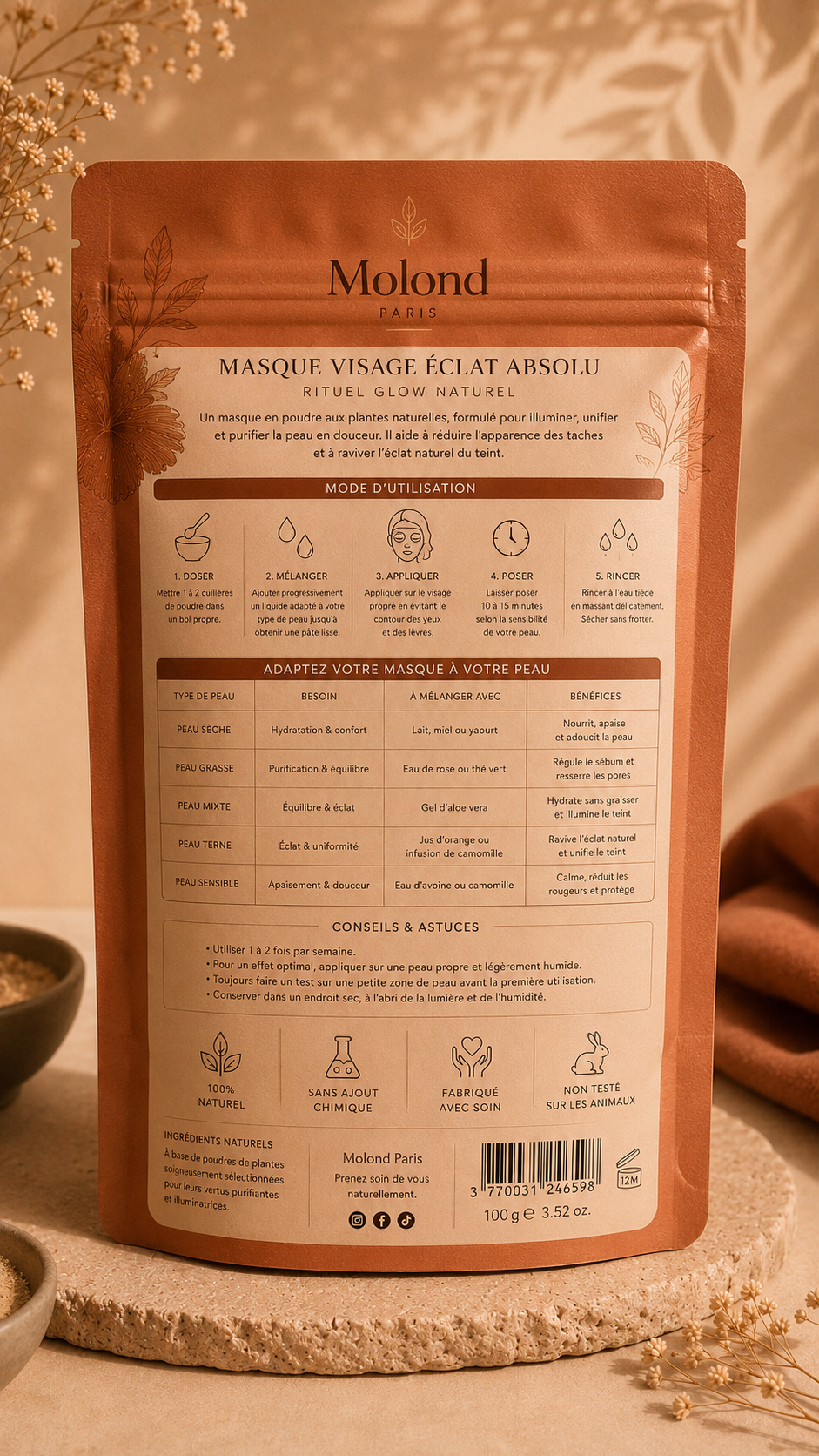 Masque Visage en Poudre – Satin Glow
